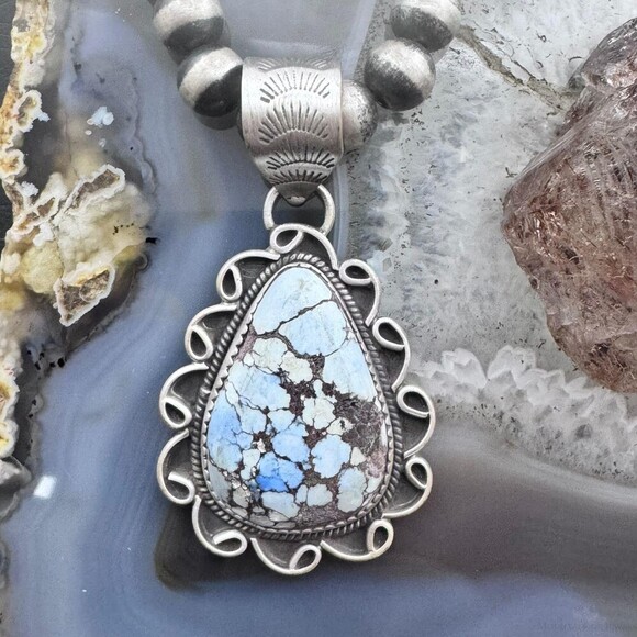 Sterling Southwestern Style Teardrop High Grade Golden Hill Turquoise Pendant #1 - Picture 1 of 10